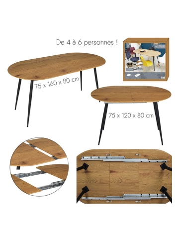 THE HOME DECO FACTORY Eettafel naturel/zwart - (B)160 x (H)75 x (D)80 cm