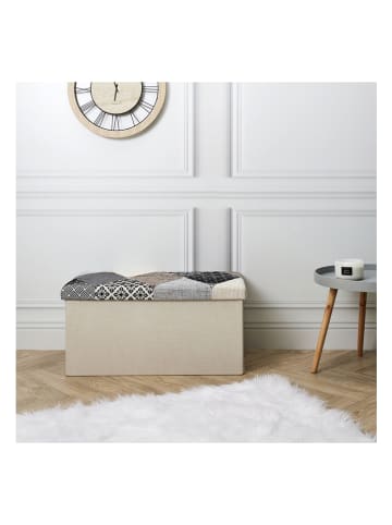 THE HOME DECO FACTORY Zitkist grijs/beige - (B)76 x (H)38 x (D)38 cm