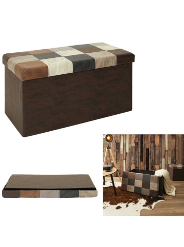 THE HOME DECO FACTORY Sitztruhe in Braun/ Beige - (B)76 x (H)38 x (T)38 cm