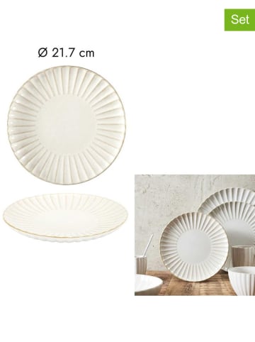 THE HOME DECO FACTORY 6er-Set: Speiseteller ''Vlora'' in Creme - Ø 21,7 cm
