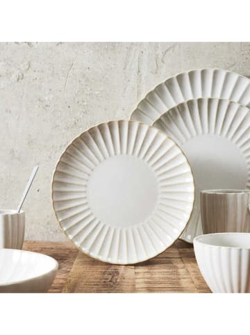THE HOME DECO FACTORY 6-delige set: dinerborden "Vlora" crème - Ø 21,7 cm