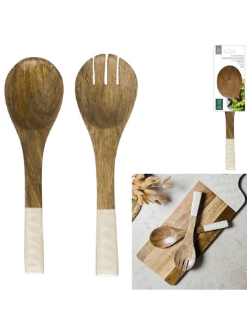 Ethnical Life 2-delige set: saladebestek bruin/crème - (L)30 cm