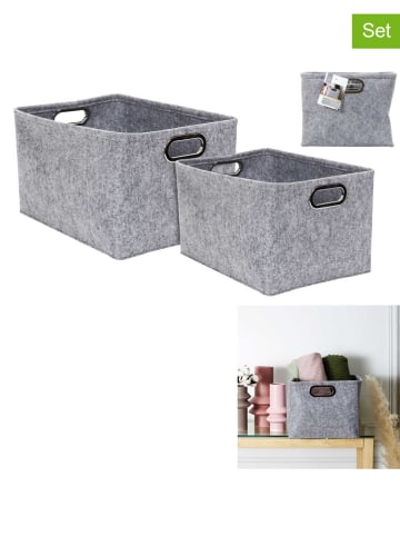 THE HOME DECO FACTORY 2er-Set: Aufbewahrungskörbe in Grau