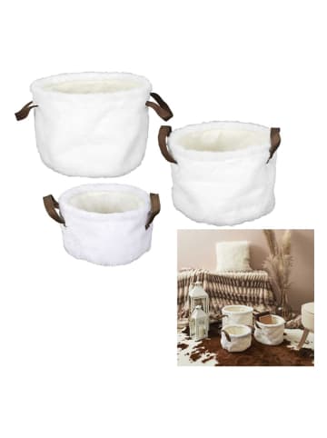 THE HOME DECO FACTORY 3er-Set: Aufbewahrungskörbchen in Weiß