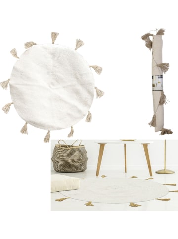 THE HOME DECO FACTORY Katoenen tapijt crème - Ø 90 cm