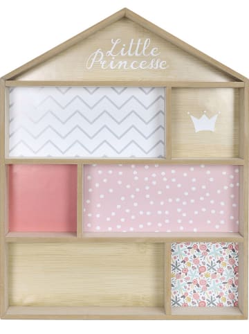 The Home Deco Kids Regał ścienny "Maison" w kolorze brązowo-różowym - 40 x 54 x 10 cm