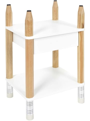 The Home Deco Kids Stolik nocny "Crayon" w kolorze biało-brązowym - 34 x 51,5 x 30 cm