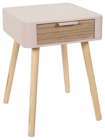 The Home Deco Kids Stolik nocny w kolorze jasnobrązowo-jasnoróżowym - 35 x 48 x 37 cm