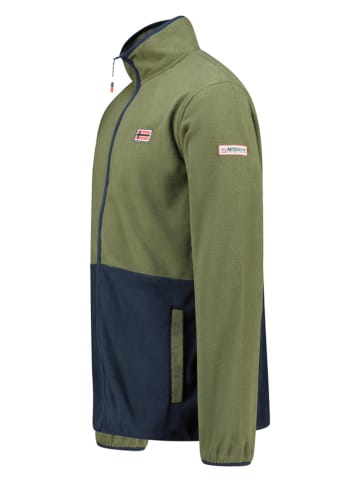 Geographical Norway Fleece trui "Touki" kaki/donkerblauw
