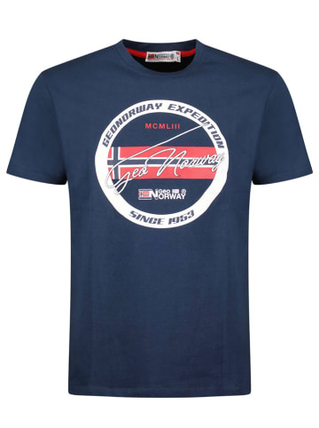 Geographical Norway Koszulka "Jaris" w kolorze granatowym