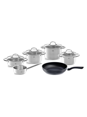 Fissler 6tlg. Edelstahl-Kochgeschirrset in Silber/ Schwarz