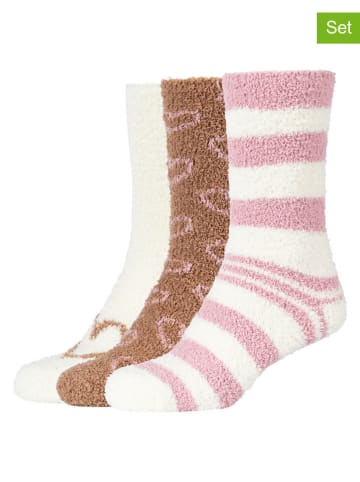 camano 3er-Set: Socken in Creme/ Rosa/ Hellbraun