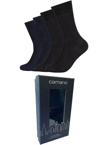camano 4er-Set: Socken in Schwarz/ Dunkelblau