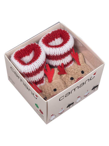 camano Socken in Weiß/ Beige/ Rot