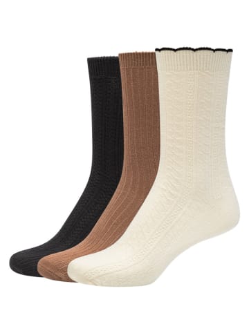 camano 6er-Set: Socken in Hellbraun/ Rosa/ Schwarz