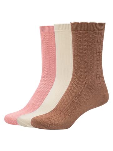 camano 5-delige set: sokken lichtbruin/lichtroze/zwart