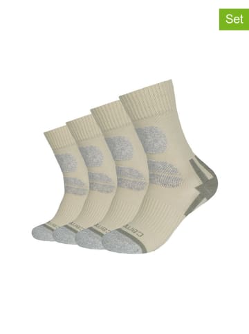 camano 4er-Set: Socken in Creme/ Grau