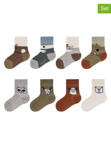 camano 8-delige set: sokken lichtbruin/grijs/kaki