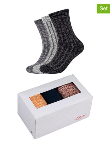 s.Oliver 3-delige set: sokken grijs/antraciet
