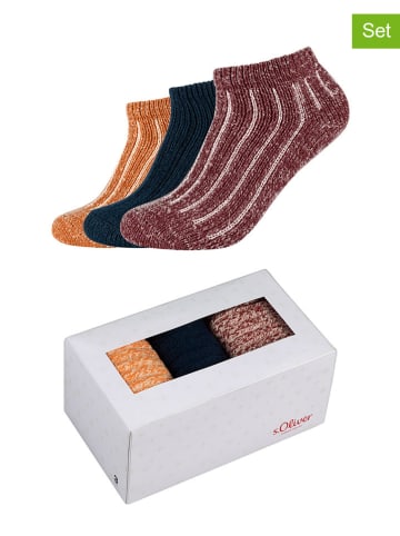 s.Oliver 3er-Set: Socken in Dunkelblau/ Bordeaux/ Orange