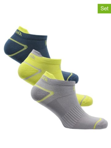 Norfolk 3er-Set: Sportsocken in Dunkelblau/ Gelb/ Grau