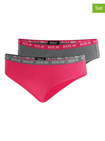 Replay Underwear 2er-Set: Slips in Grau/ Pink