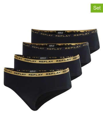 Replay Underwear Pełne figi (4 pary) w kolorze czarnym