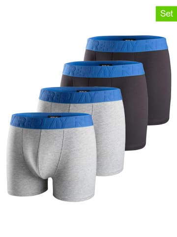 Replay Underwear 4er-Set: Boxershorts in Schwarz/ Grau/ Blau