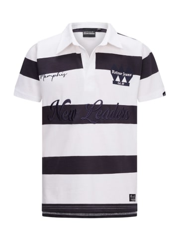 Retour Polo-Shirt in Weiß/ Schwarz
