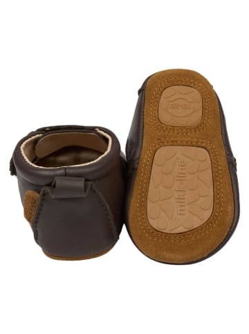 mikk-line Leder-Krabbelschuhe in Braun