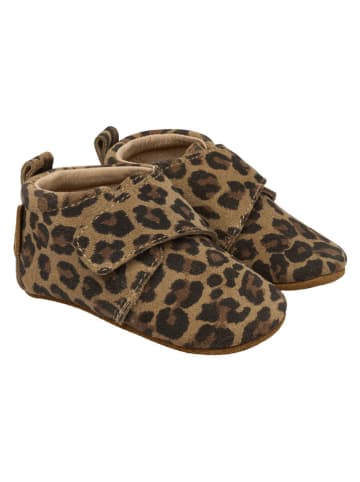 mikk-line Leren kruipschoentjes lichtbruin/zwart