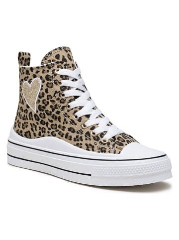 Foreverfolie Sneakersy w kolorze beżowo-brązowym