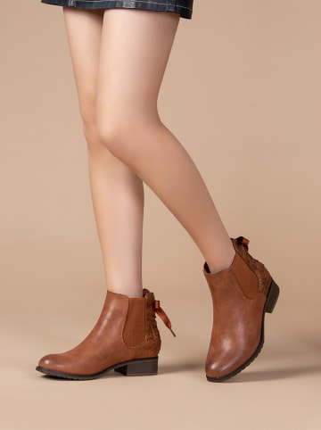 Foreverfolie Chelsea-Boots in Hellbraun