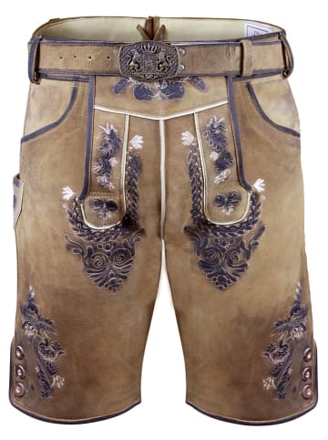 Edelnice Lederhose "Toni" in Hellbraun/ Blau