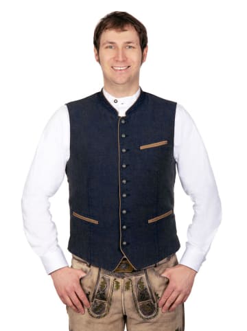 Edelnice Leinen-Trachtenweste "Kilian" in Dunkelblau