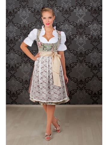Edelnice Dirndl in Beige/ Hellbraun/ Weiß