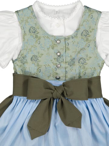 Turi Landhaus Dirndl in Dunkelgrün/ Hellblau