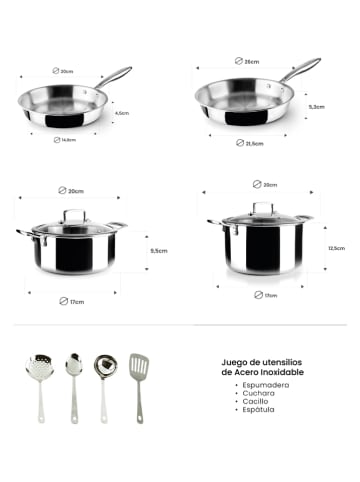 Ibili 10-częściowy zestaw "Triply Natural" w kolorze srebrnym