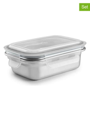 Ibili 2er-Set: Frischhaltedosen "Keepklin" in Silber - 400 ml