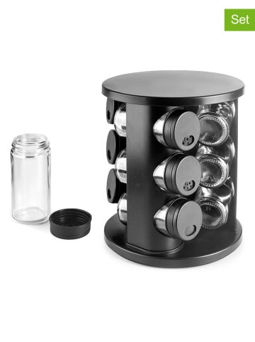 Ibili 10tlg. Set: Gewürzregal in Schwarz