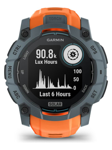 Garmin GPS-Smartwatch "Instinct® 3 Solar" in Grau/ Orange