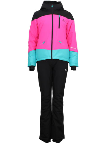 Peak Mountain 2-częściowy zestaw narciarski "Acorse" w kolorze różowo-niebiesko-czarnym