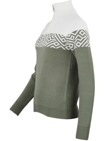 Peak Mountain Sweter "Akar" w kolorze oliwkowo-białym