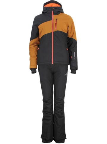 Peak Mountain 2-delige ski-/snowboardoutfit "Anice" grijs/lichtbruin/Hellbraun