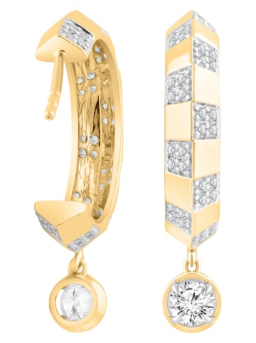 Diamonds lab grown Złote kolczyki-półkreole z diamentami
