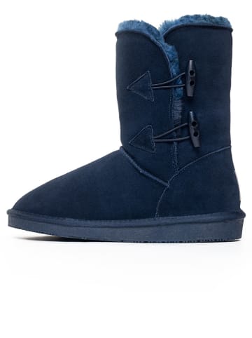 Gooce Skórzane kozaki zimowe "Hubbard" w kolorze granatowym