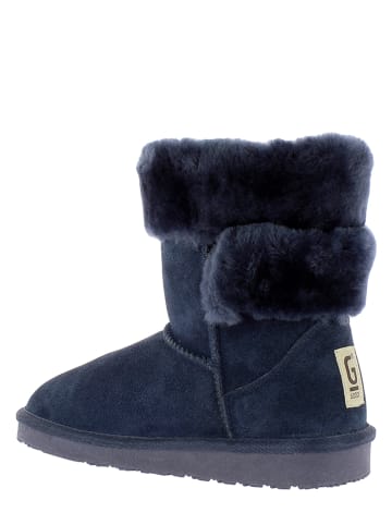 Gooce Skórzane kozaki zimowe "Beverly" w kolorze granatowym