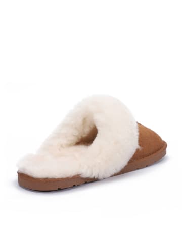 Gooce Wełniane kapcie "Emeline" w kolorze jasnobrązowym