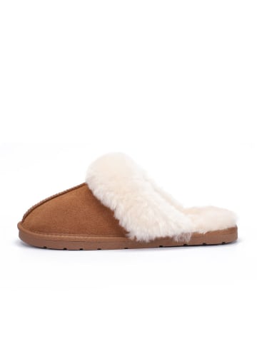 Gooce Schaffell-Hausschuhe "Emeline" in Hellbraun