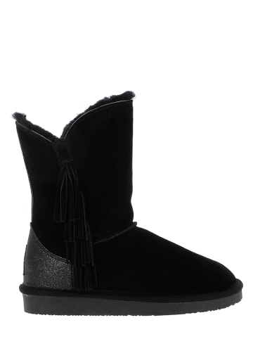 Gooce Skórzane kozaki zimowe "Honey" w kolorze czarnym